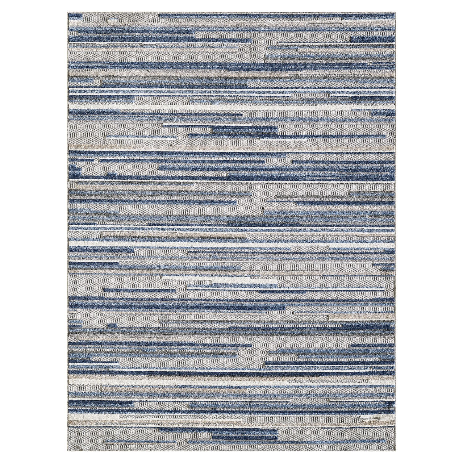 3' X 5' Blue Abstract Stain Resistant Indoor Outdoor Area Rug-473660-1