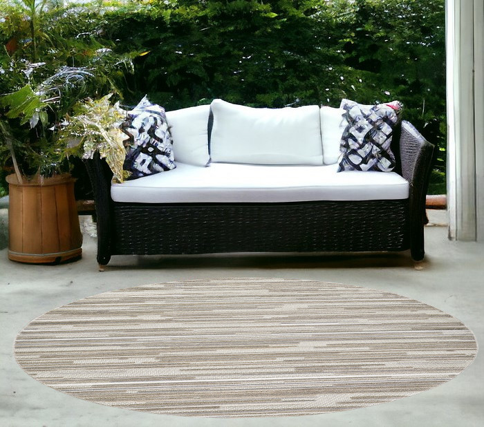 8' Round Gray Round Abstract Stain Resistant Indoor Outdoor Area Rug-473687-1