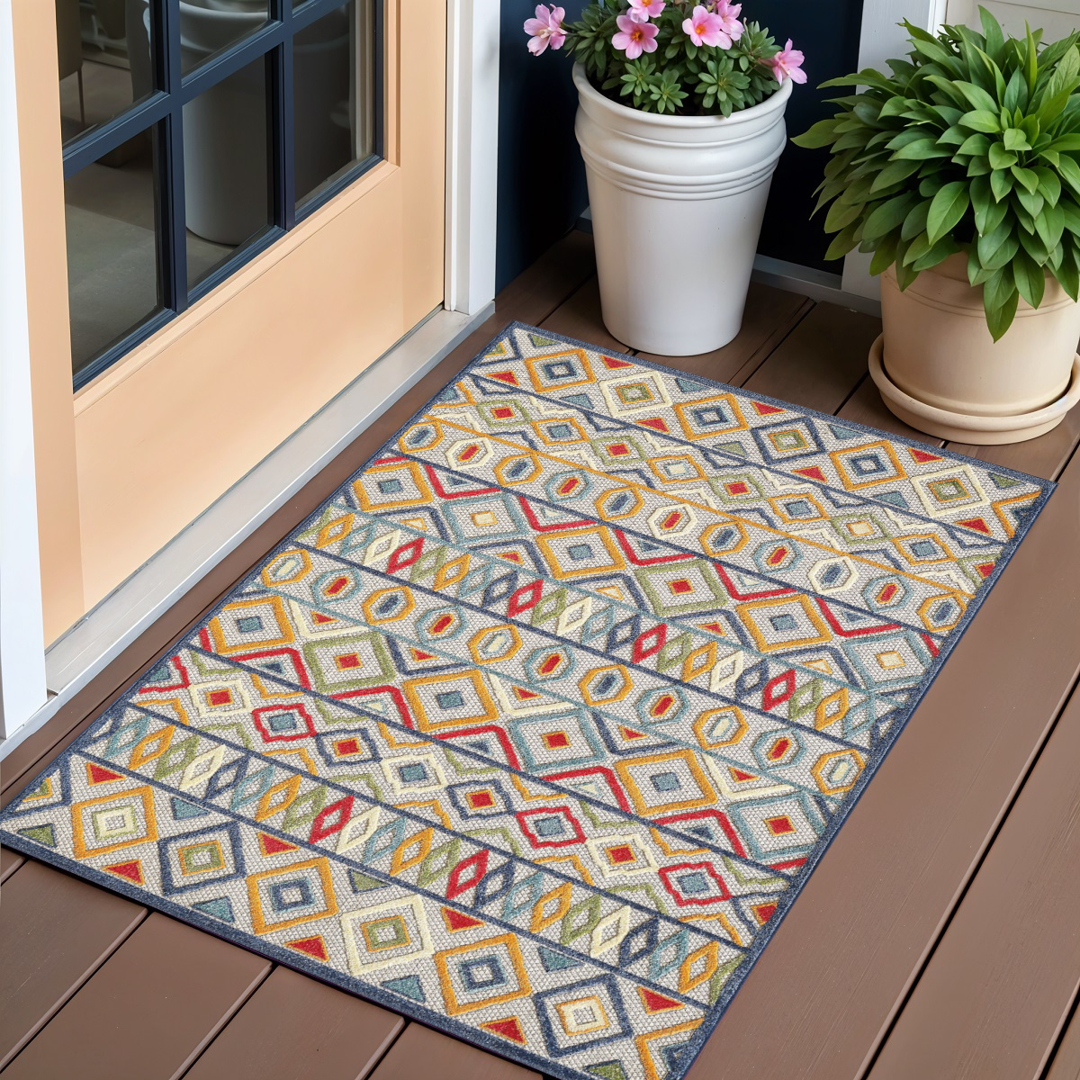 3' X 5' Multi Aztec Pattern Indoor Outdoor Area Rug-473702-1