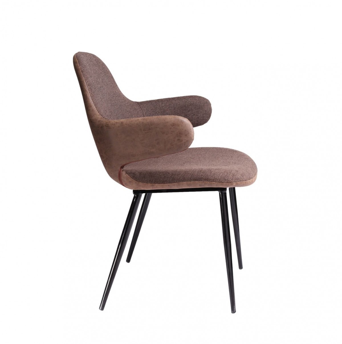 33"" Stylish Brown Fabric And Faux Leather Accent Chair