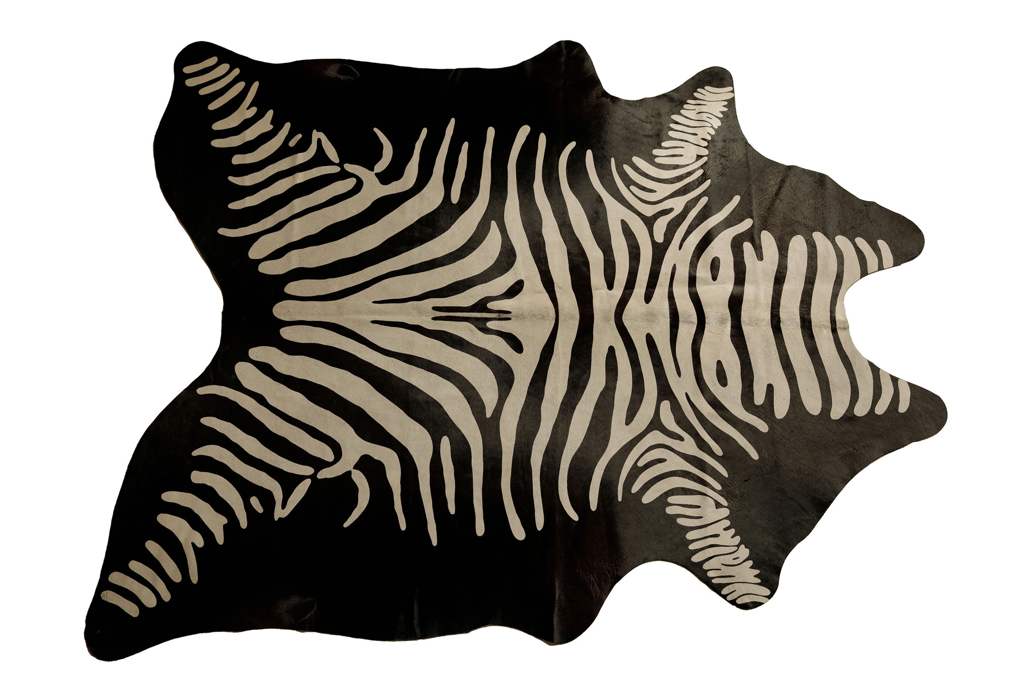 6 X 7 Off White And Black Zebra cowhide Handmade Area Rug
