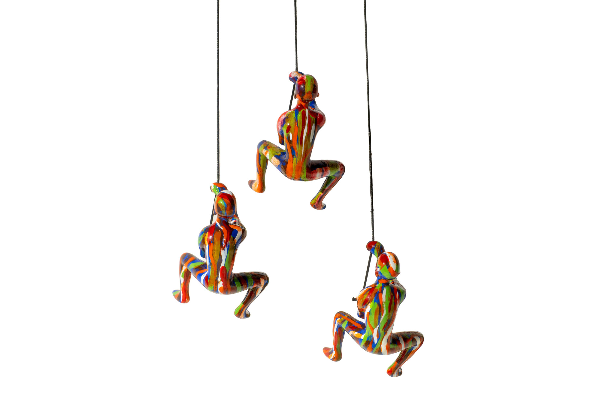 Set Of Three Red green Blue Multi color Resin People Wall Decor