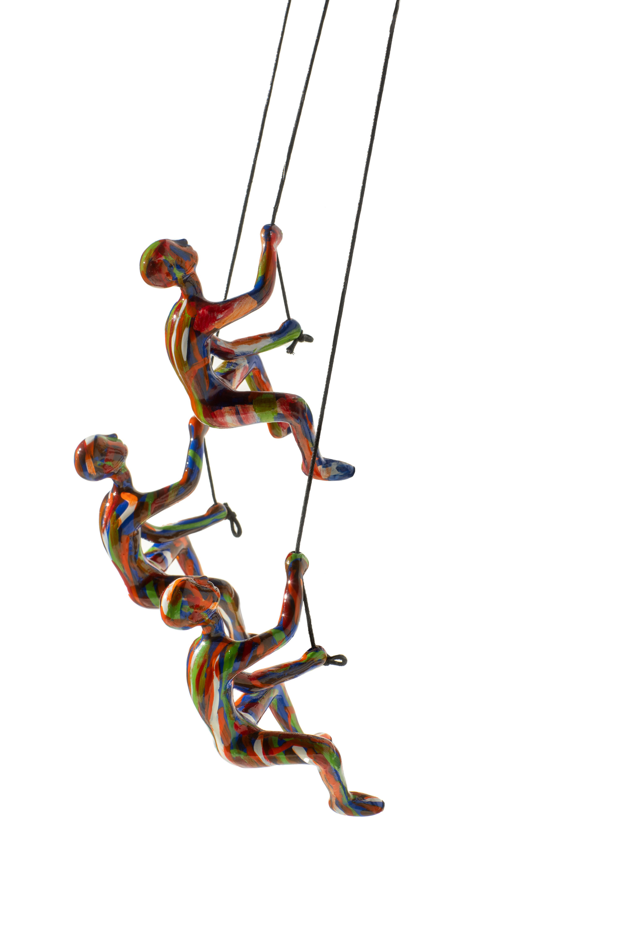 Set Of Three Red green Blue Multi color Resin People Wall Decor