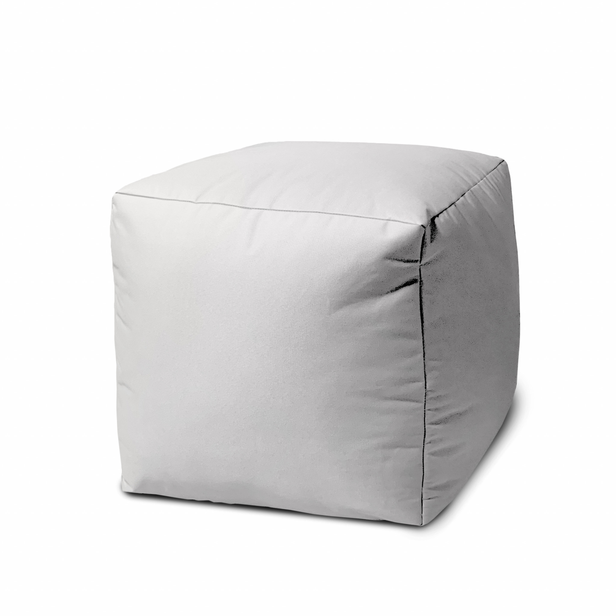17" Cool Crisp White Solid Color Indoor Outdoor Pouf Ottoman-474129-1