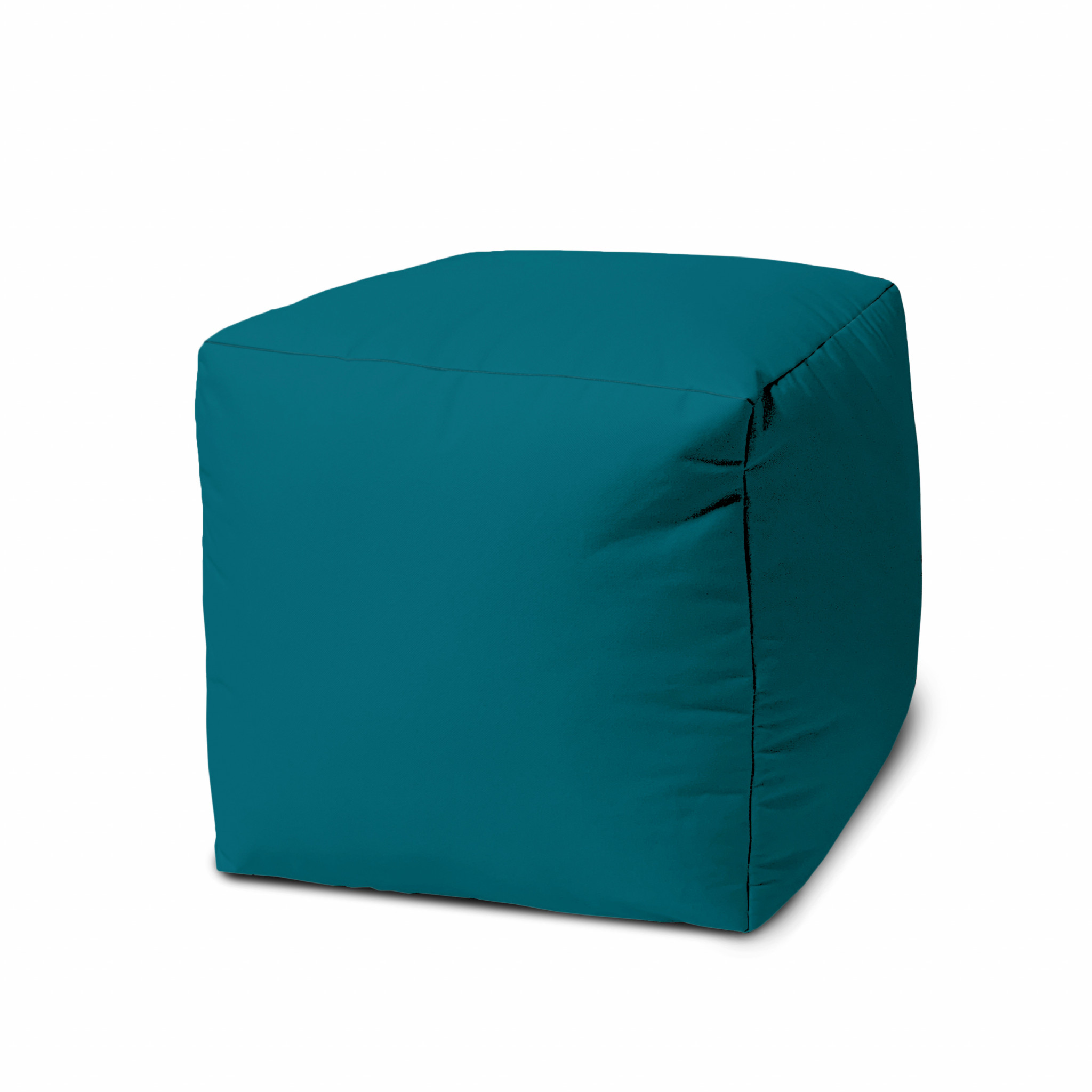 17" Cool Dark Teal Solid Color Indoor Outdoor Pouf Ottoman-474151-1