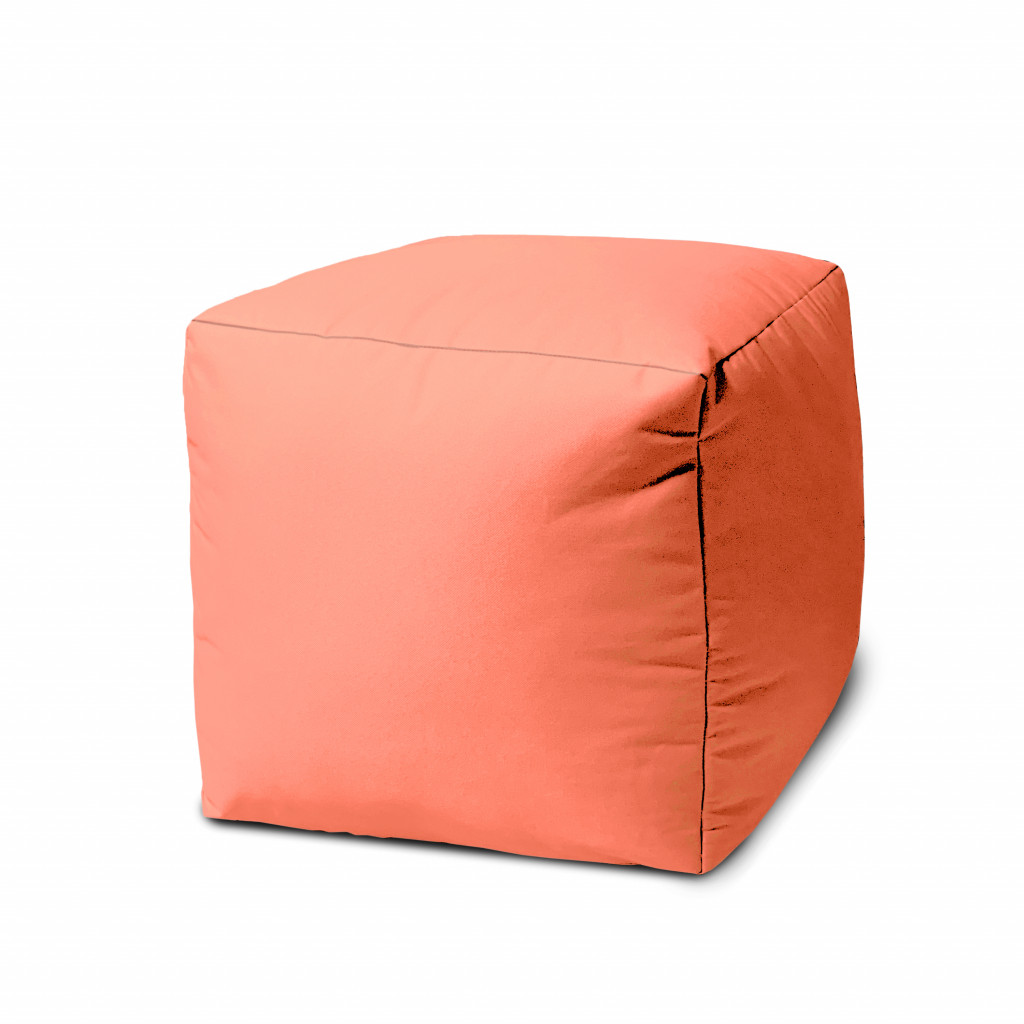17" Cool Flamingo Coral Solid Color Indoor Outdoor Pouf Ottoman-474160-1