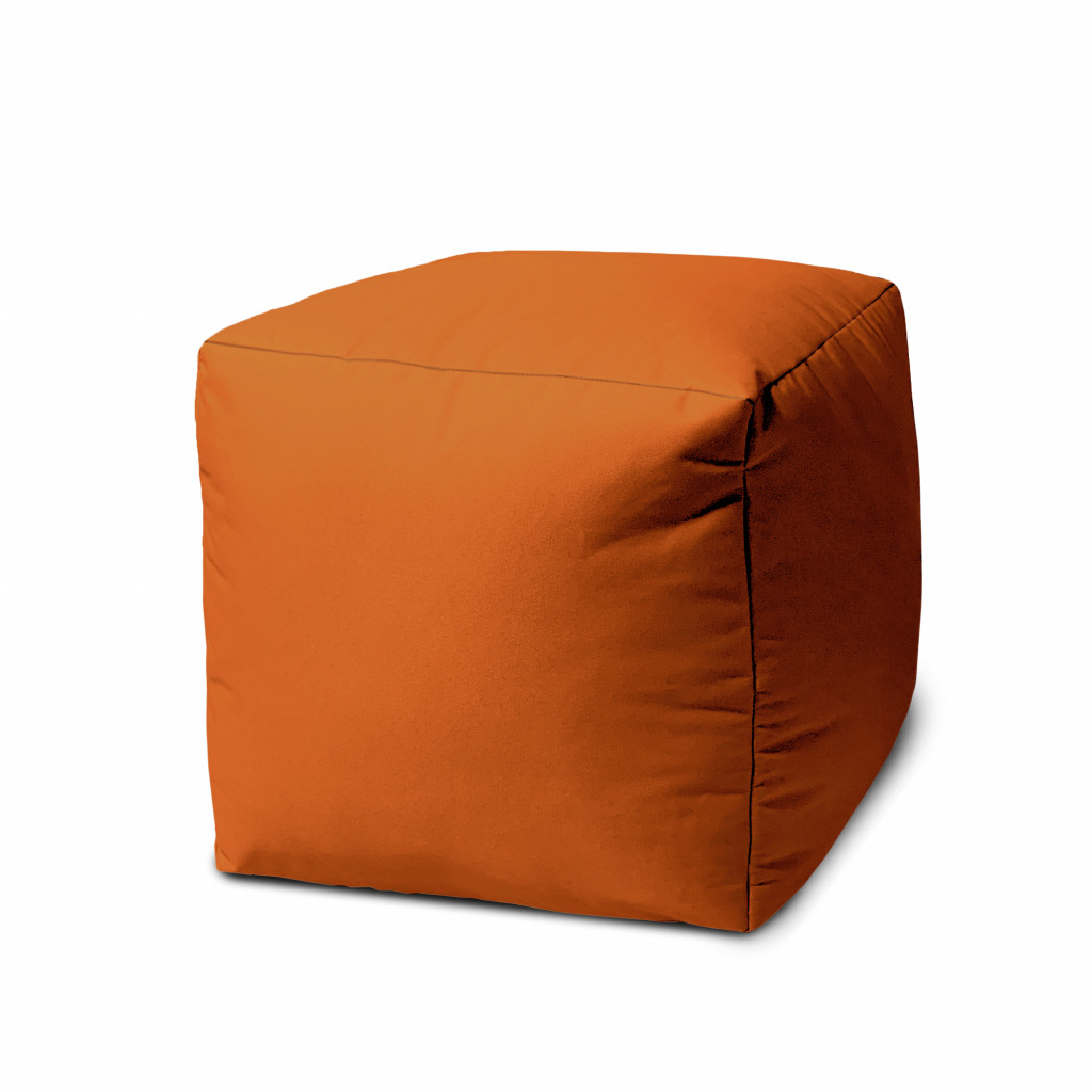 17" Cool Orange Solid Color Indoor Outdoor Pouf Ottoman-474161-1