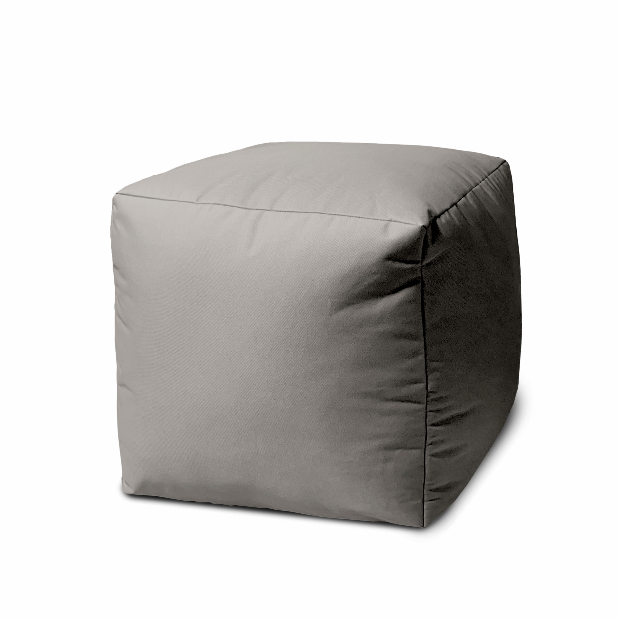 17" Cool Steely Silver Gray Solid Color Indoor Outdoor Pouf Ottoman-474165-1