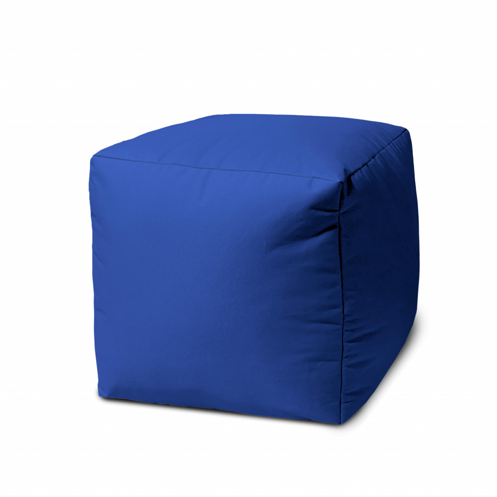 17" Cool Primary Blue Solid Color Indoor Outdoor Pouf Ottoman-474179-1