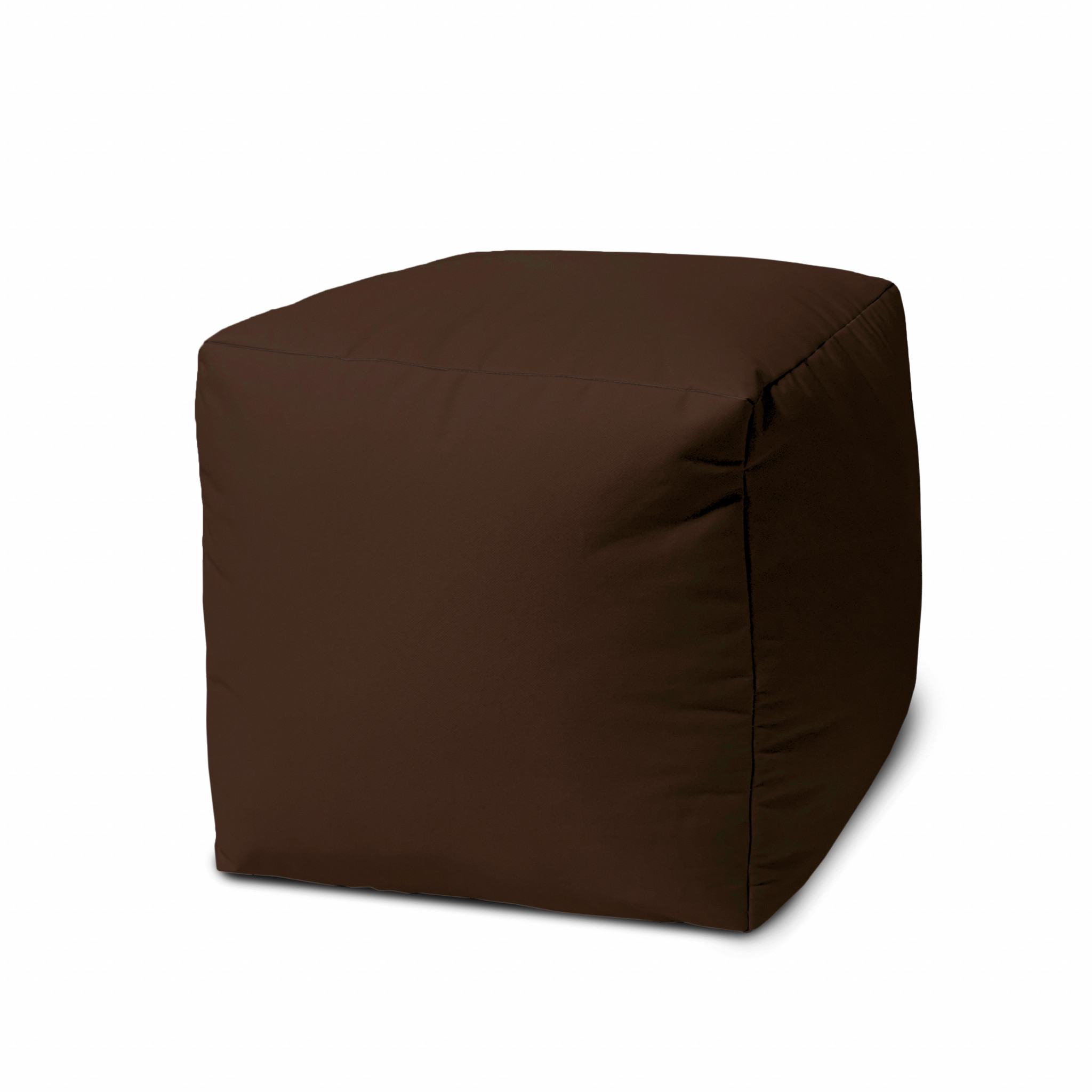 17" Cool Dark Chocolate Brown Solid Color Indoor Outdoor Pouf Ottoman-474185-1