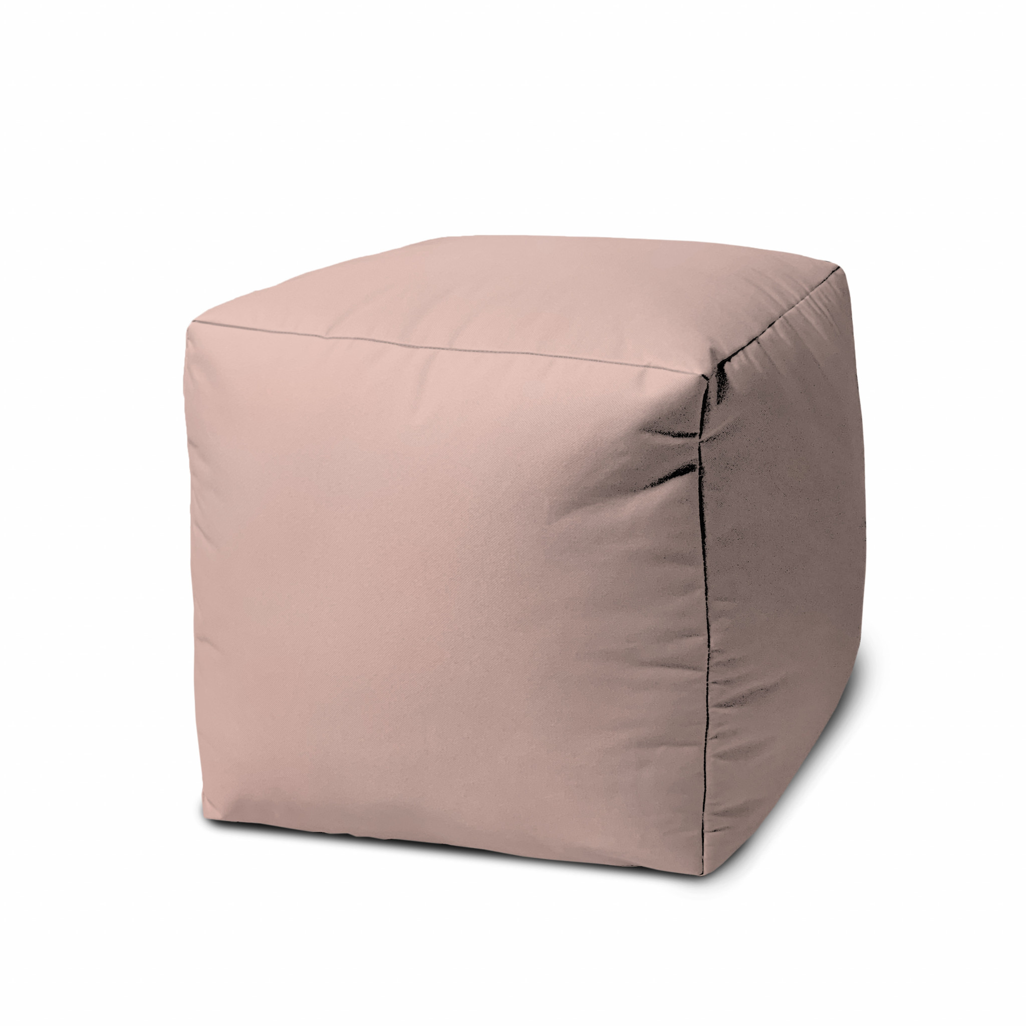 17" Cool Pale Pink Blush Solid Color Indoor Outdoor Pouf Ottoman-474191-1