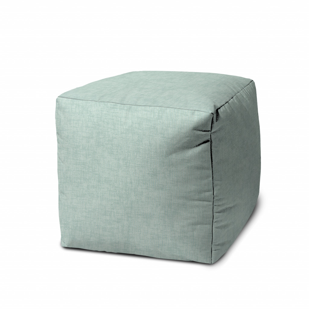17" Green Polyester Cube Indoor Outdoor Pouf Ottoman-474353-1