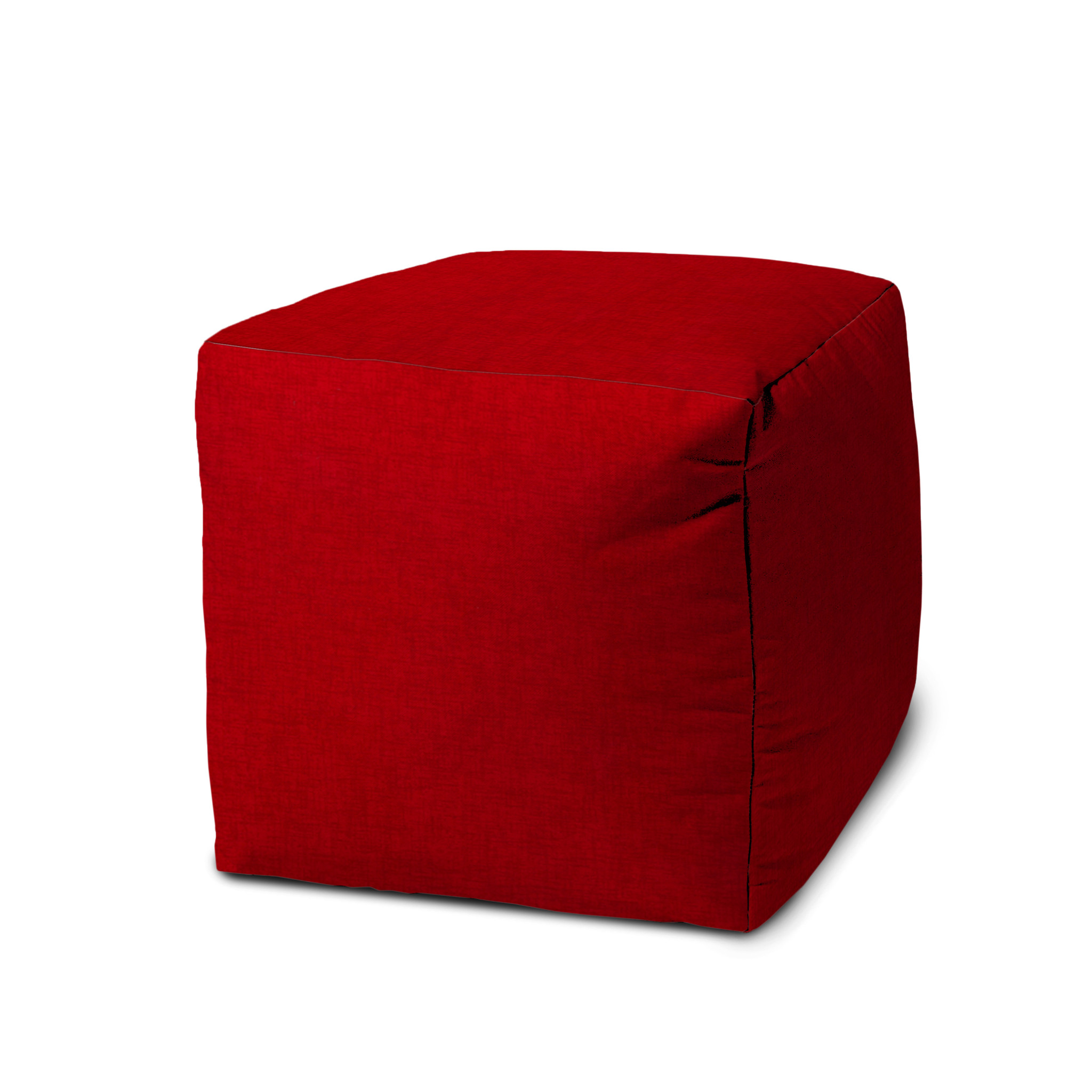 17" Red Polyester Cube Indoor Outdoor Pouf Ottoman-474735-1