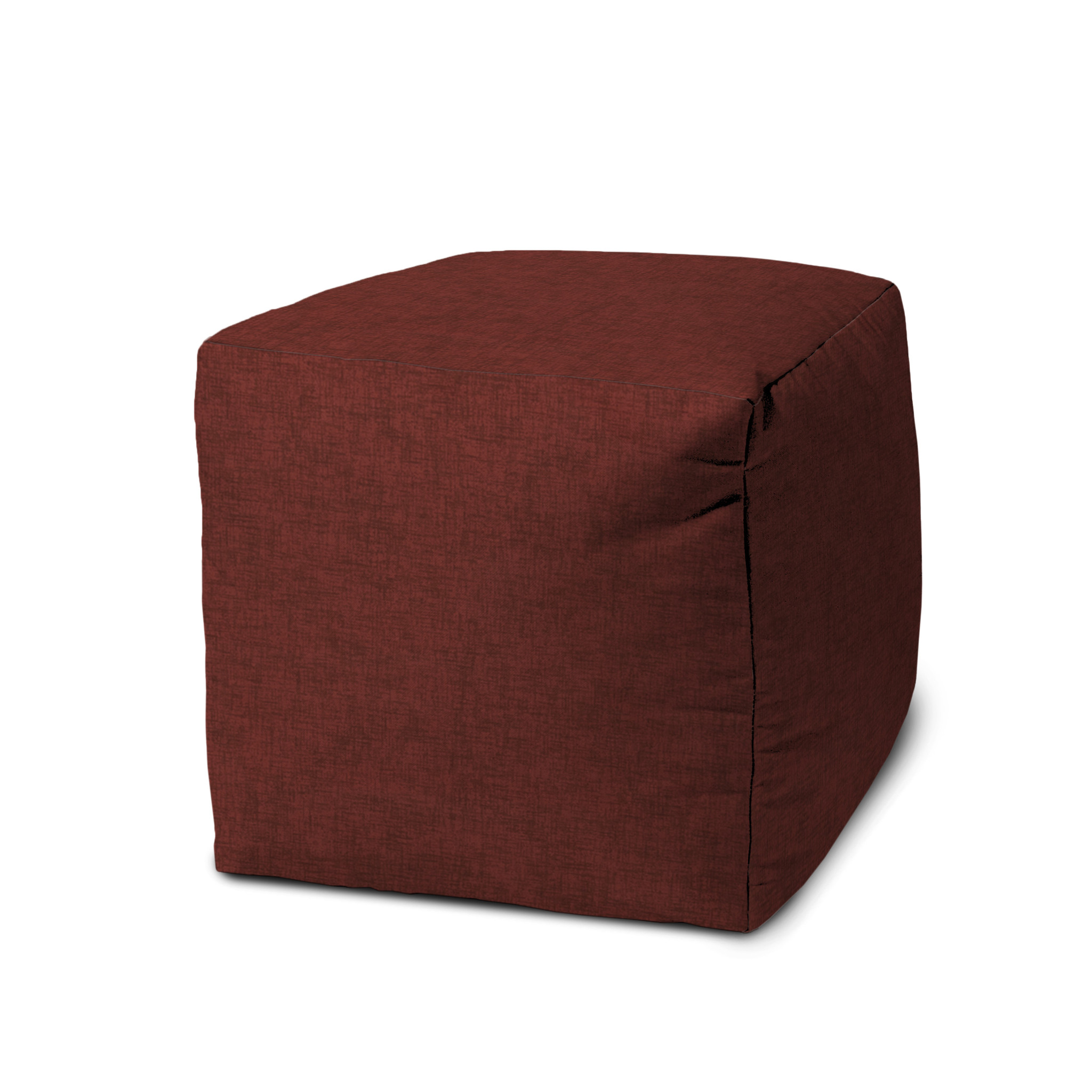 17" Red Polyester Cube Indoor Outdoor Pouf Ottoman-474941-1