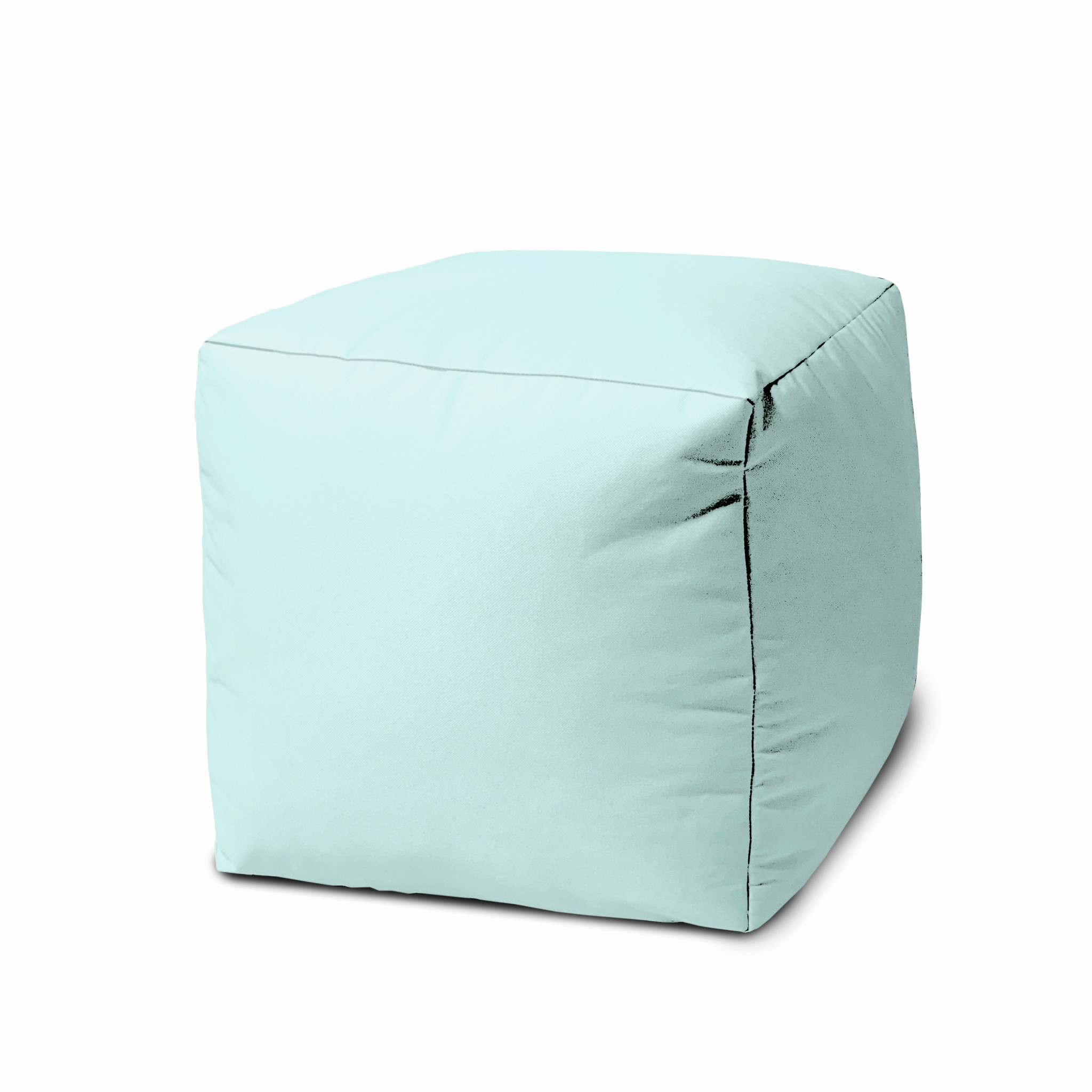 17" Cool Pale Aqua Solid Color Indoor Outdoor Pouf Cover-474974-1