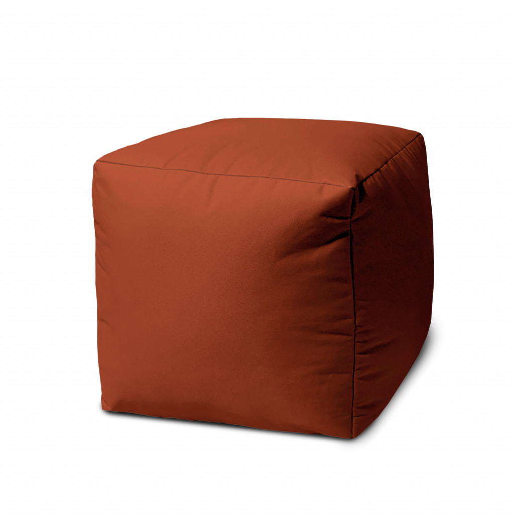 17" Cool Dark Amber Rust Solid Color Indoor Outdoor Pouf Cover-474982-1