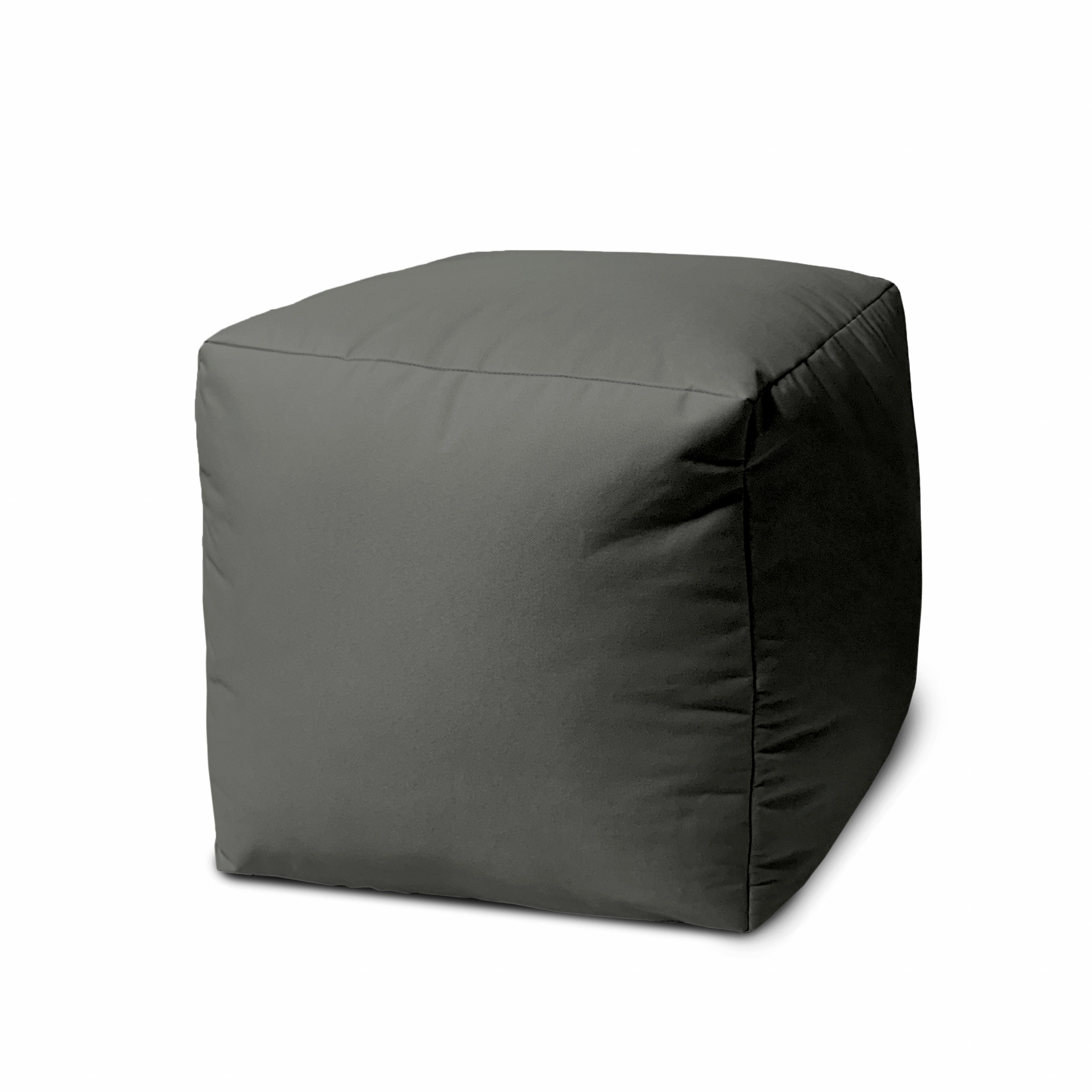 17" Cool Dark Gray Solid Color Indoor Outdoor Pouf Cover-474984-1