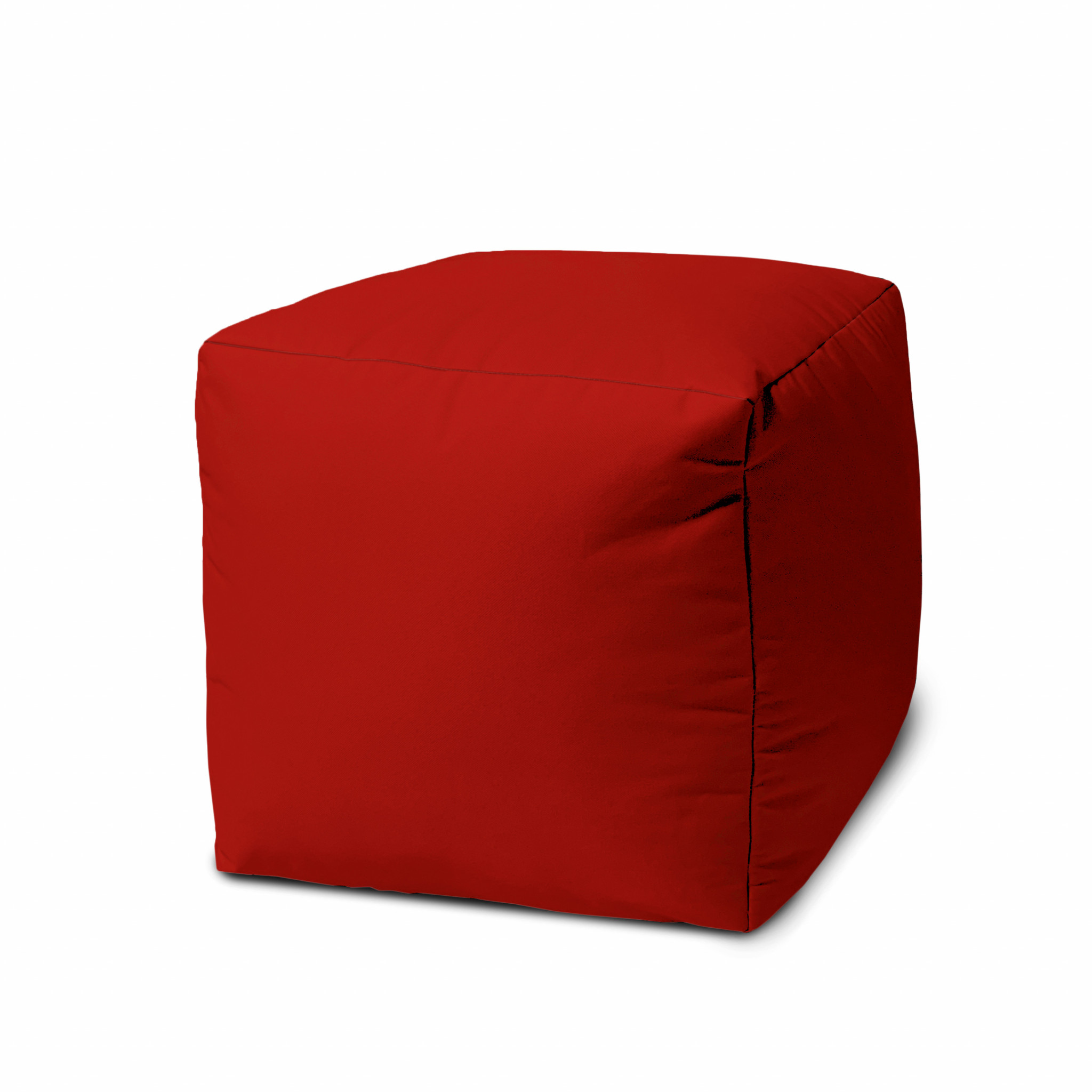 17" Cool Primary Red Solid Color Indoor Outdoor Pouf Cover-474986-1