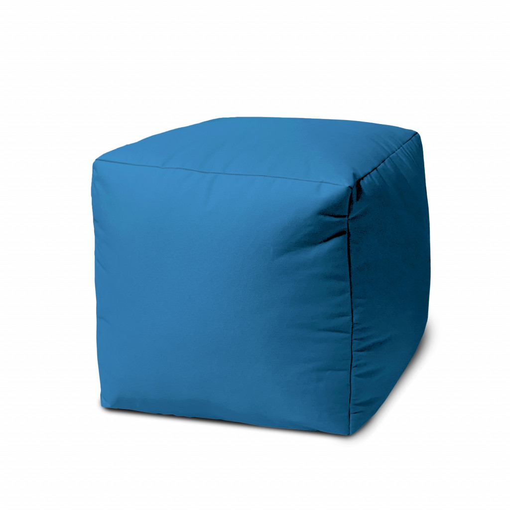 17" Cool Bright Teal Blue Solid Color Indoor Outdoor Pouf Cover-474989-1