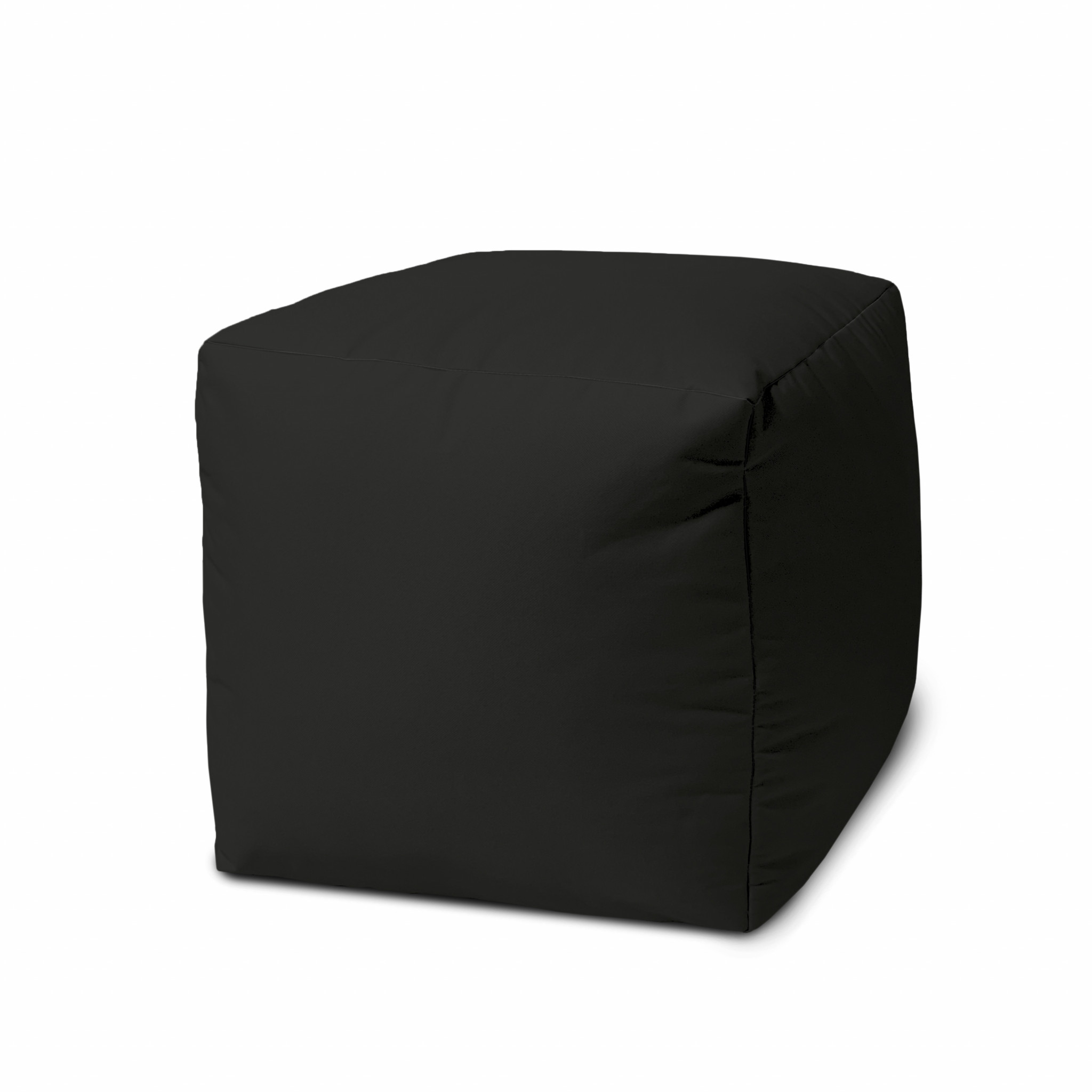 17" Cool Jet Black Solid Color Indoor Outdoor Pouf Cover-474995-1