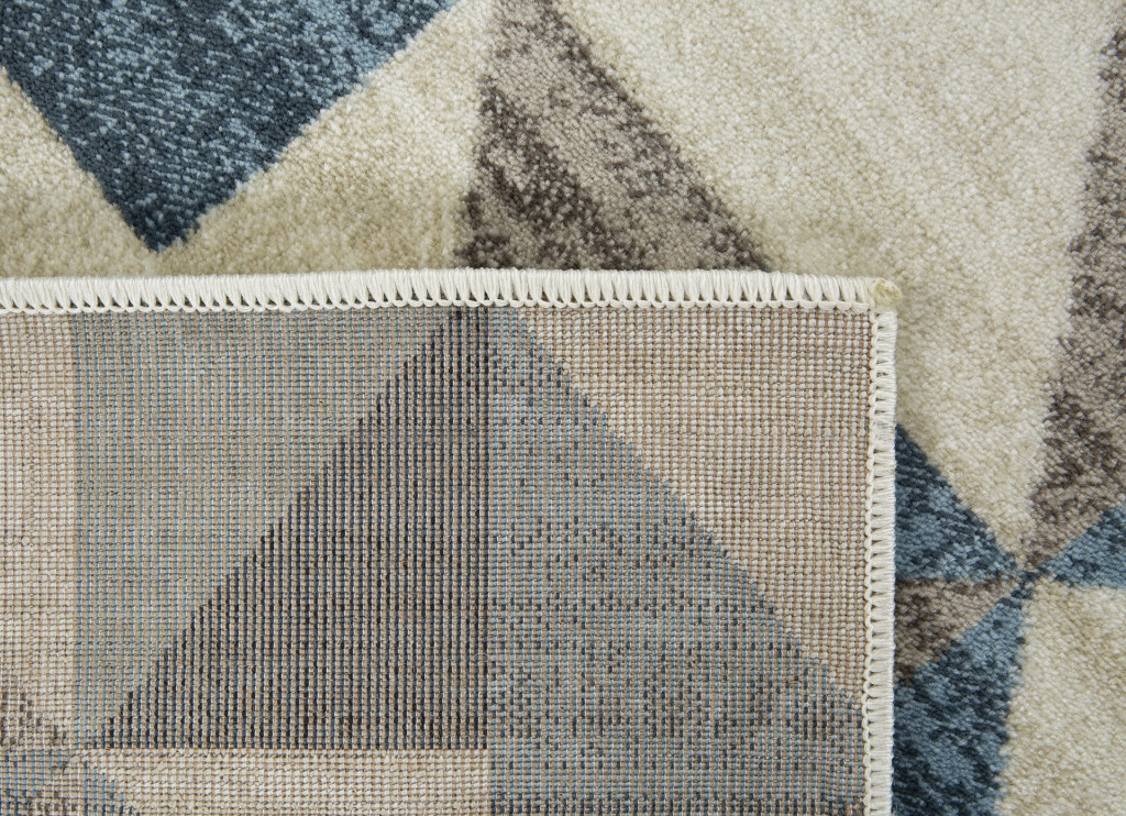 5" X 8" Blue Geometric Area Rug