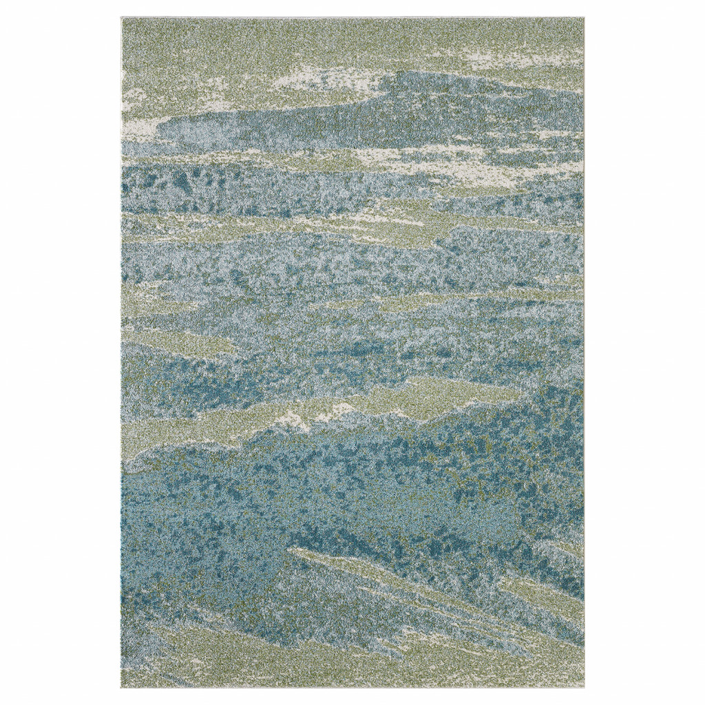 8" X 11" Blue Abstract Area Rug