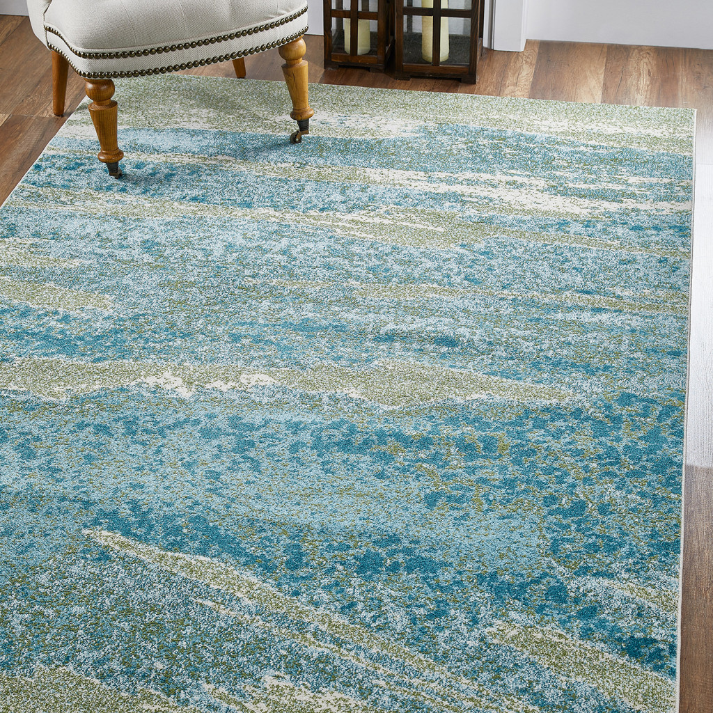 8" X 11" Blue Abstract Area Rug