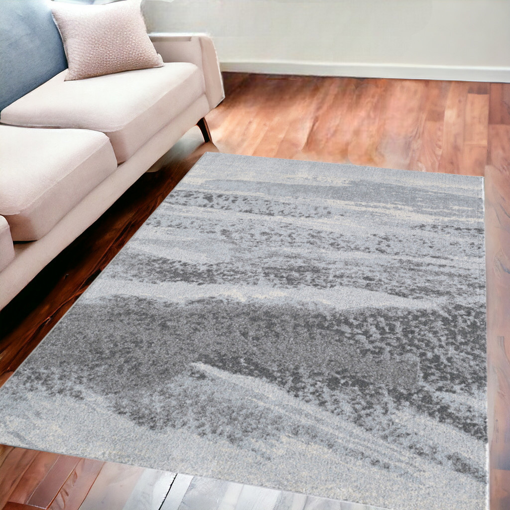 5' X 8' Blue and Gray Abstract Area Rug-475263-1