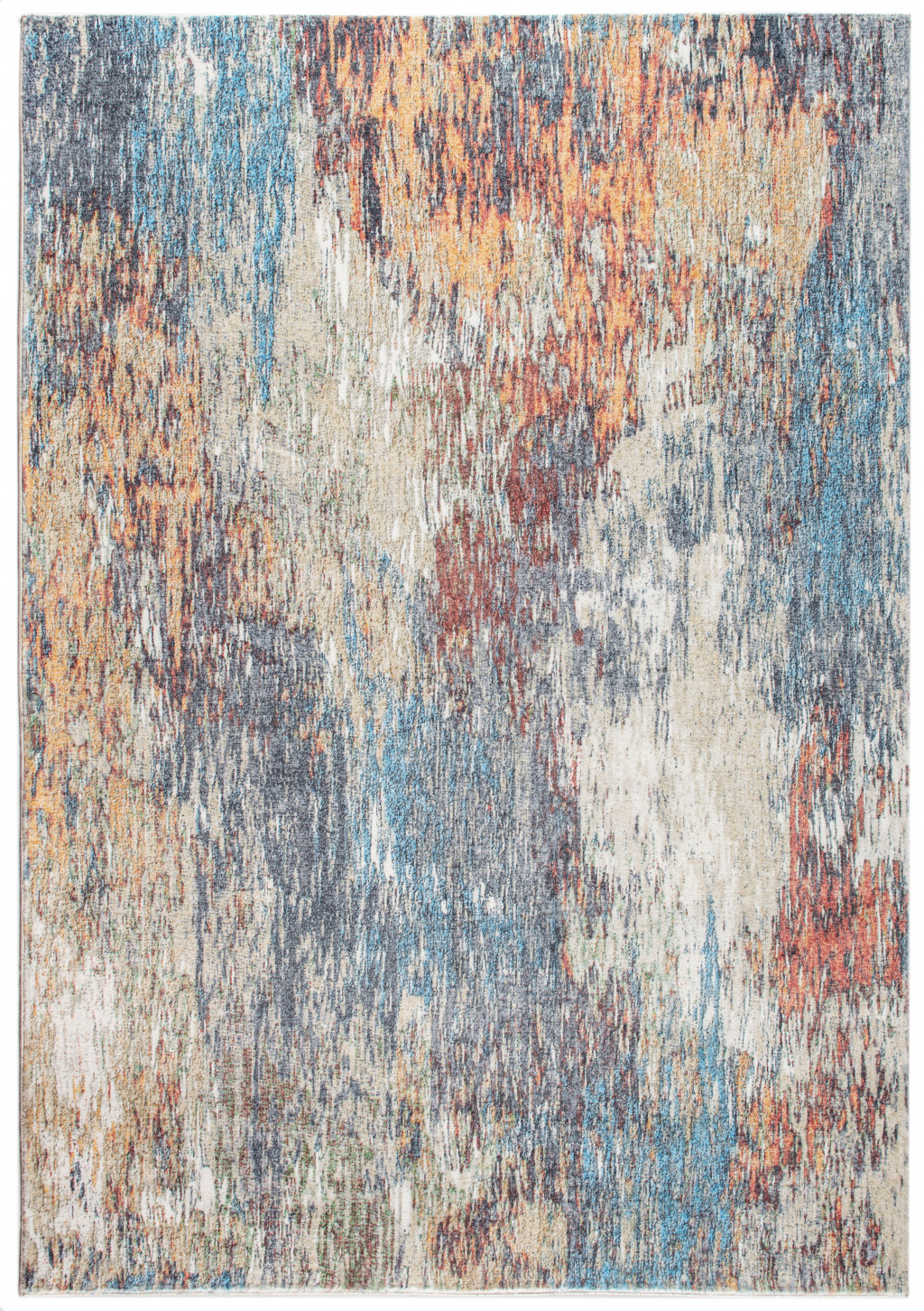 8" X 10" Blue and Beige Abstract Area Rug