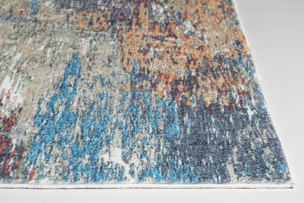 8" X 10" Blue and Beige Abstract Area Rug