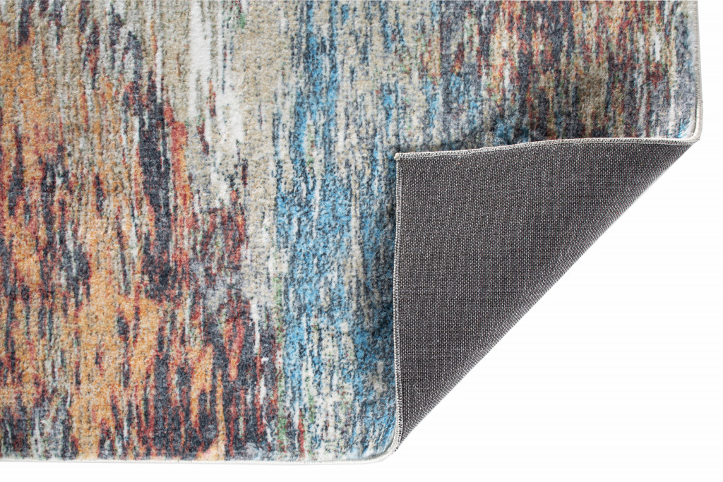 8" X 10" Blue and Beige Abstract Area Rug