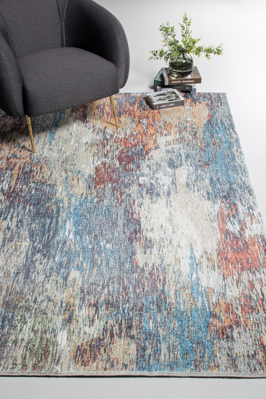8" X 10" Blue and Beige Abstract Area Rug