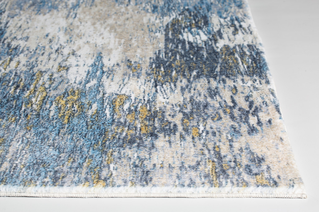 8" X 10" Blue and Gold Abstract Area Rug