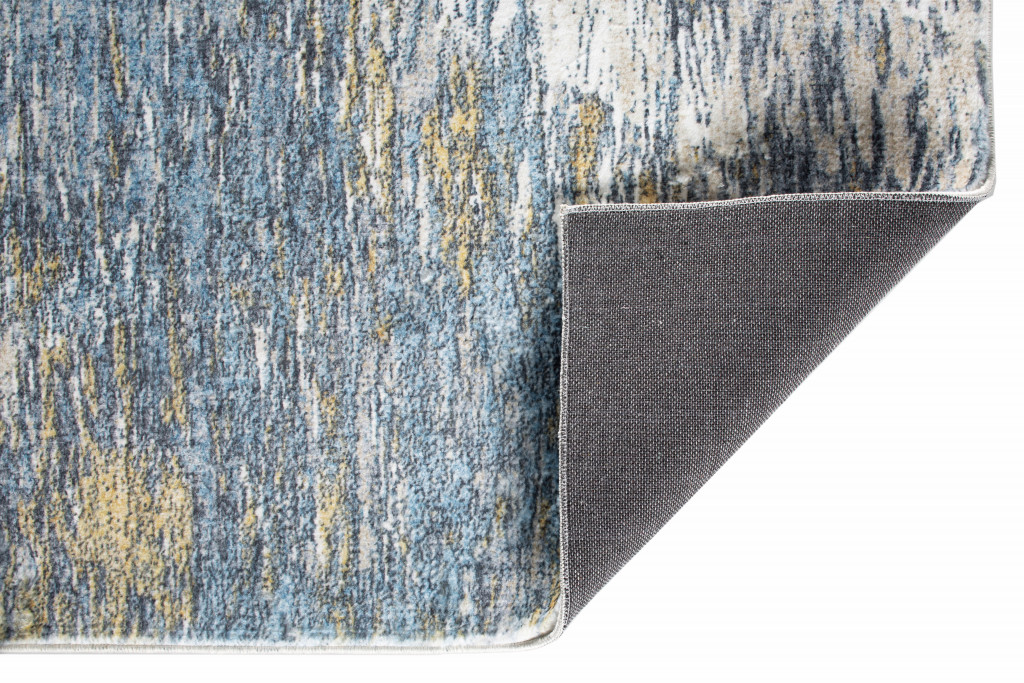 8" X 10" Blue and Gold Abstract Area Rug