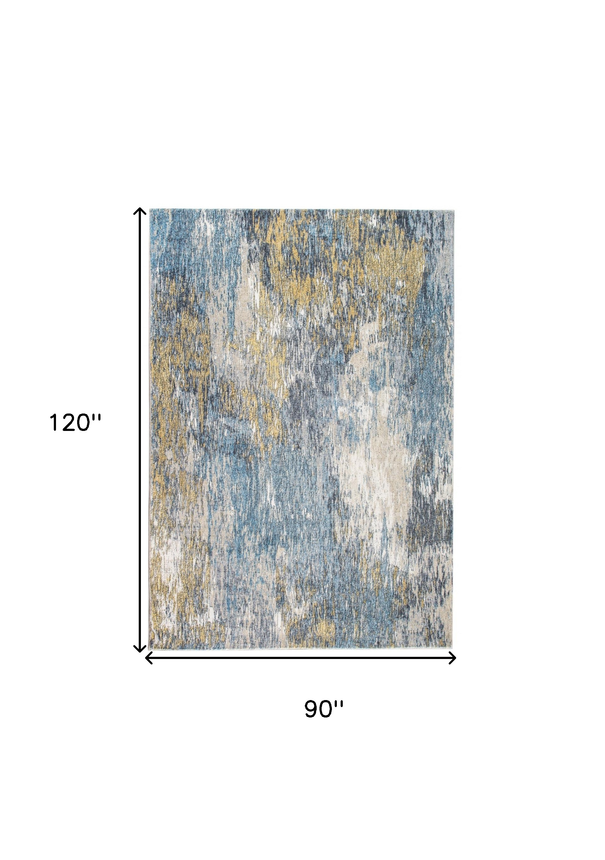 8" X 10" Blue and Gold Abstract Area Rug