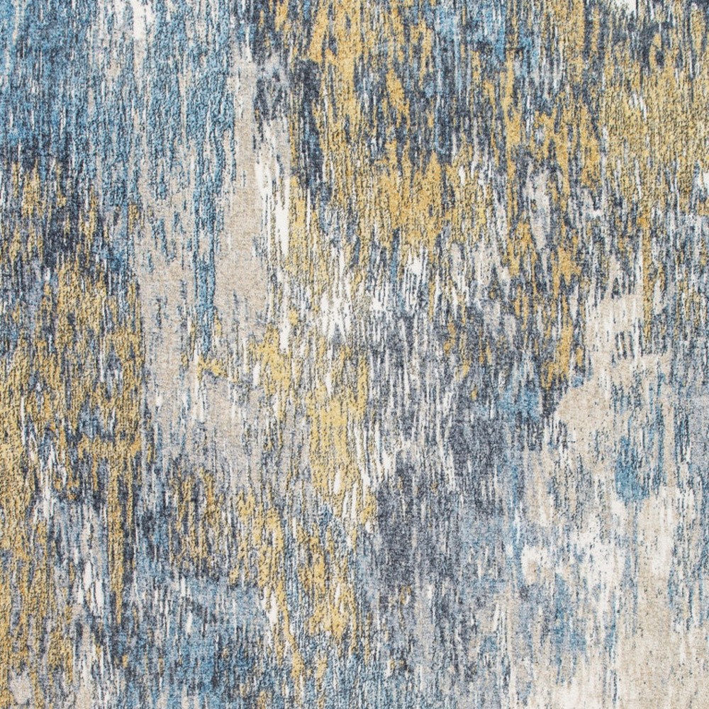 8" X 10" Blue and Gold Abstract Area Rug