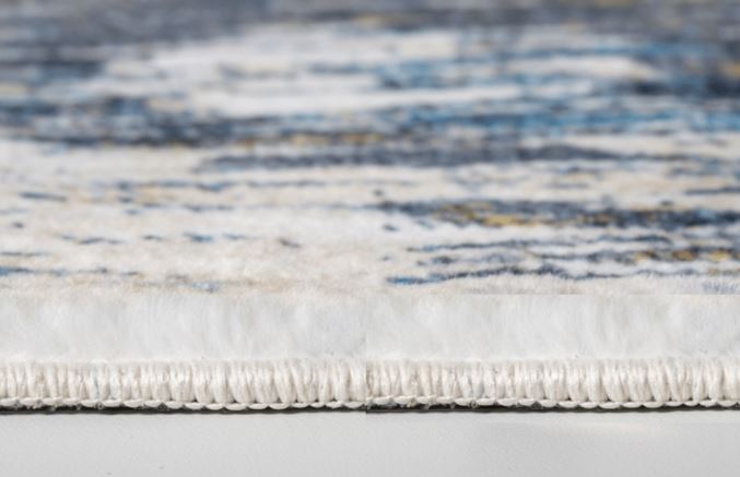 8" X 10" Blue and Gold Abstract Area Rug