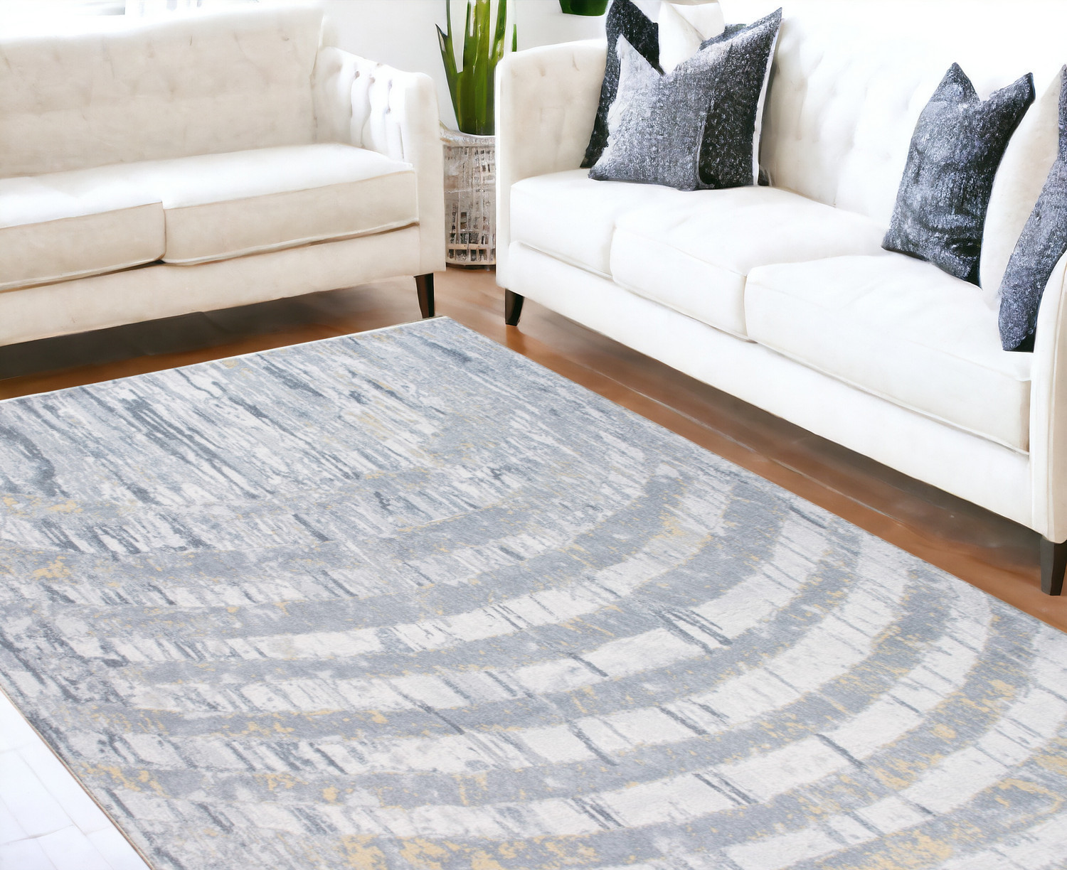 6' X 9' Gray Abstract Area Rug-475340-1