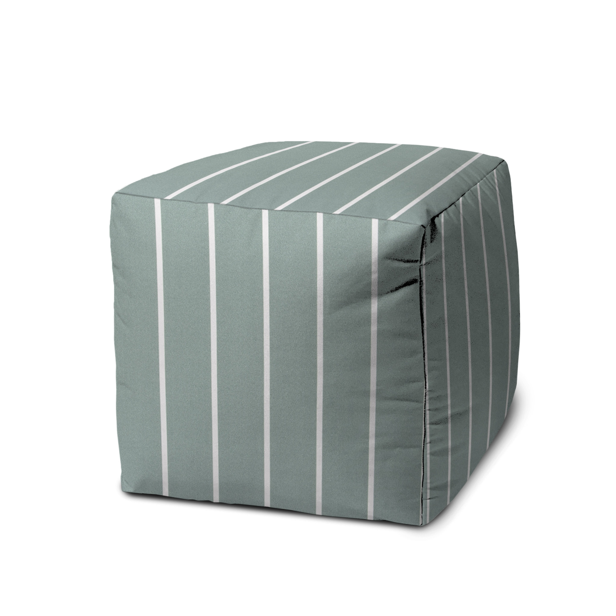 17" Blue Cube Striped Indoor Outdoor Pouf Cover-475526-1