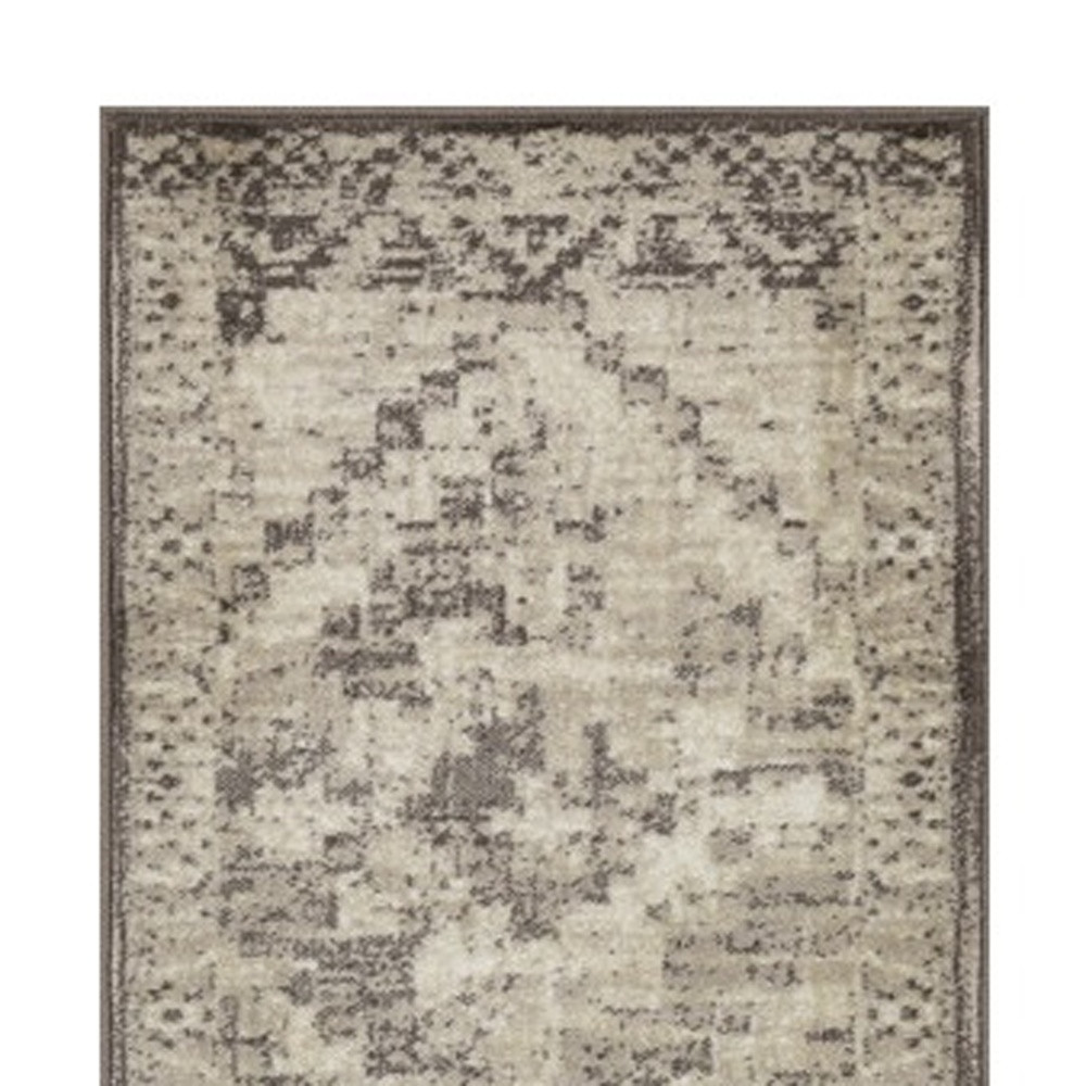 8" Runner Gray Abstract Runner Rug