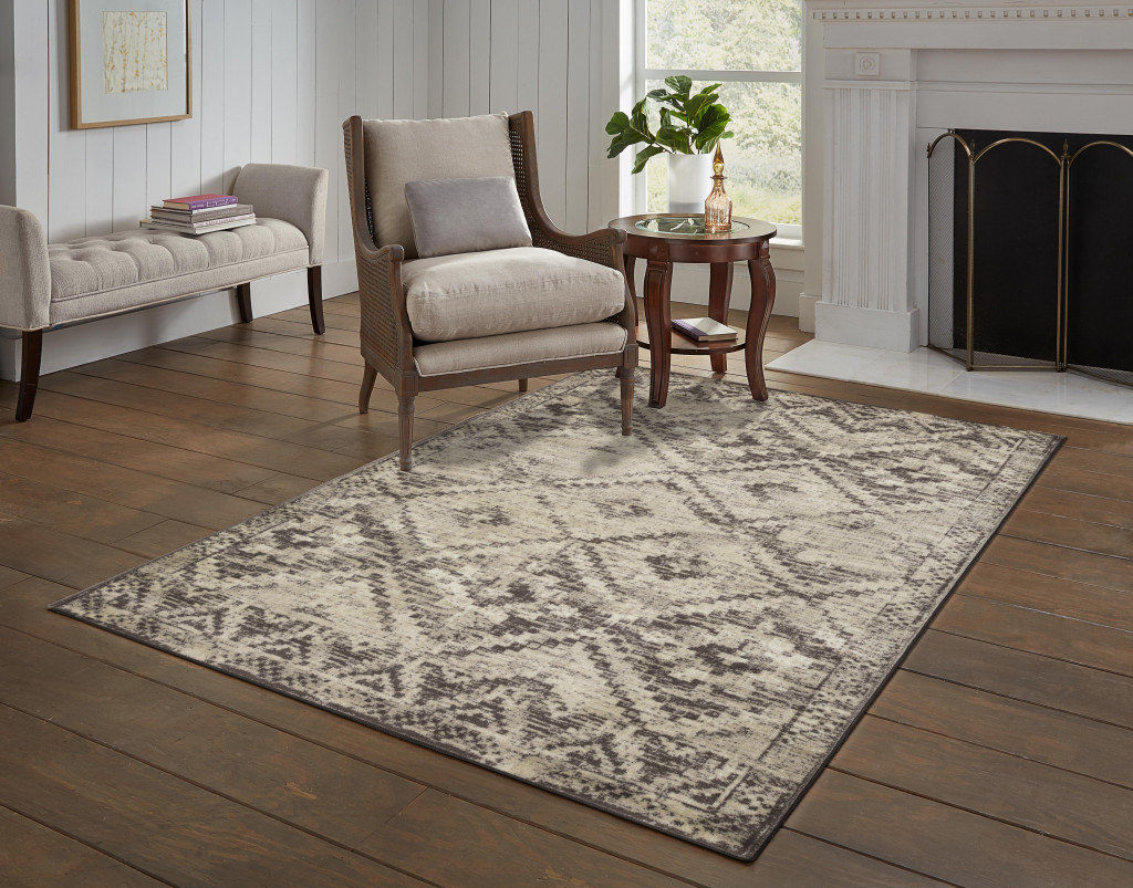 3" X 5" Gray Abstract Area Rug