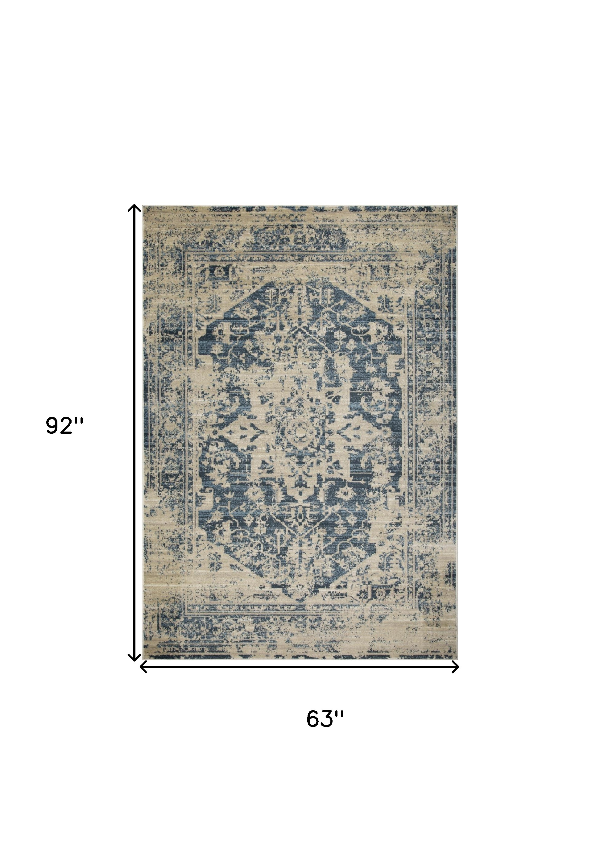 5" X 8" Ivory Oriental Area Rug