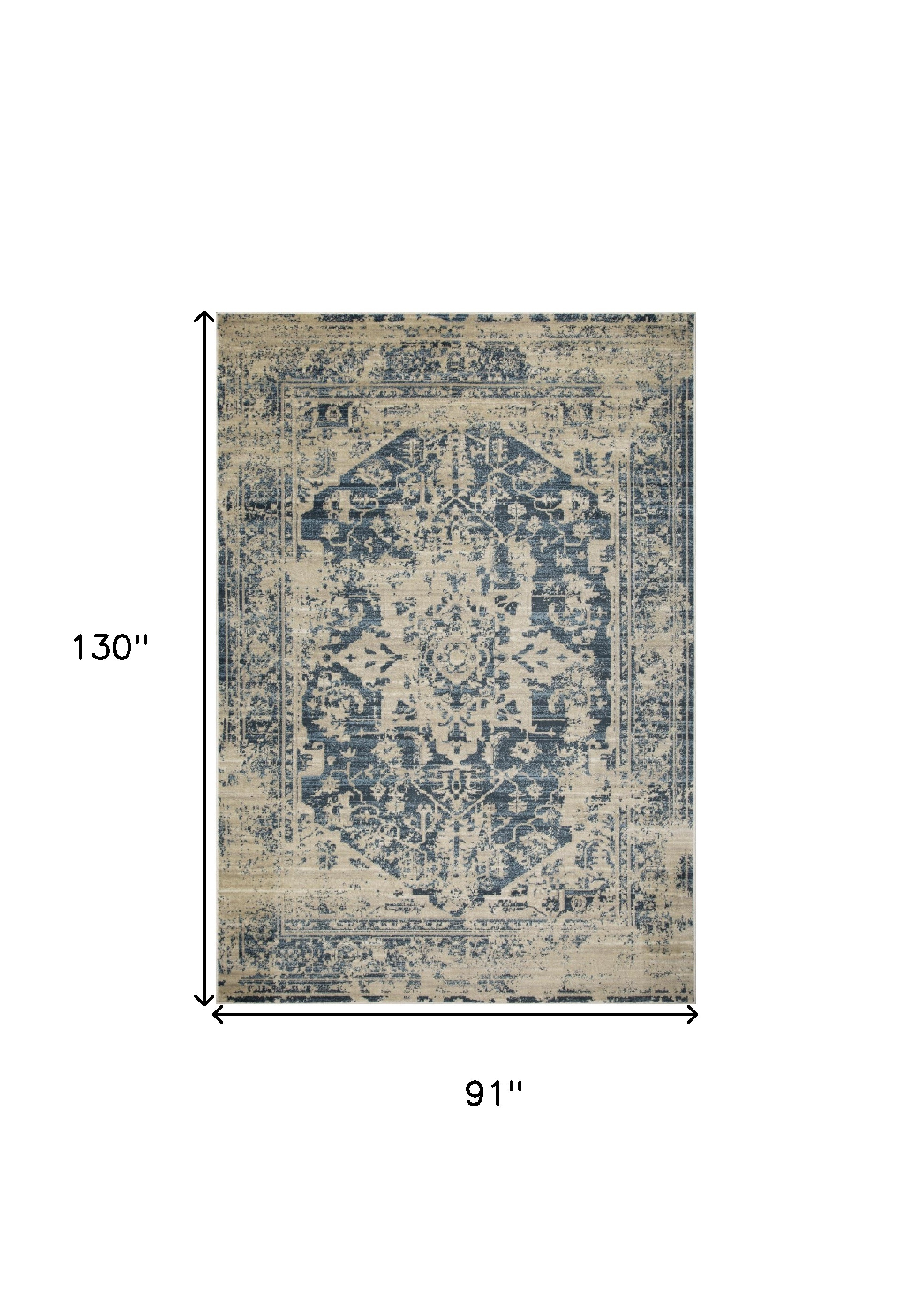 8" X 11" Ivory Oriental Area Rug