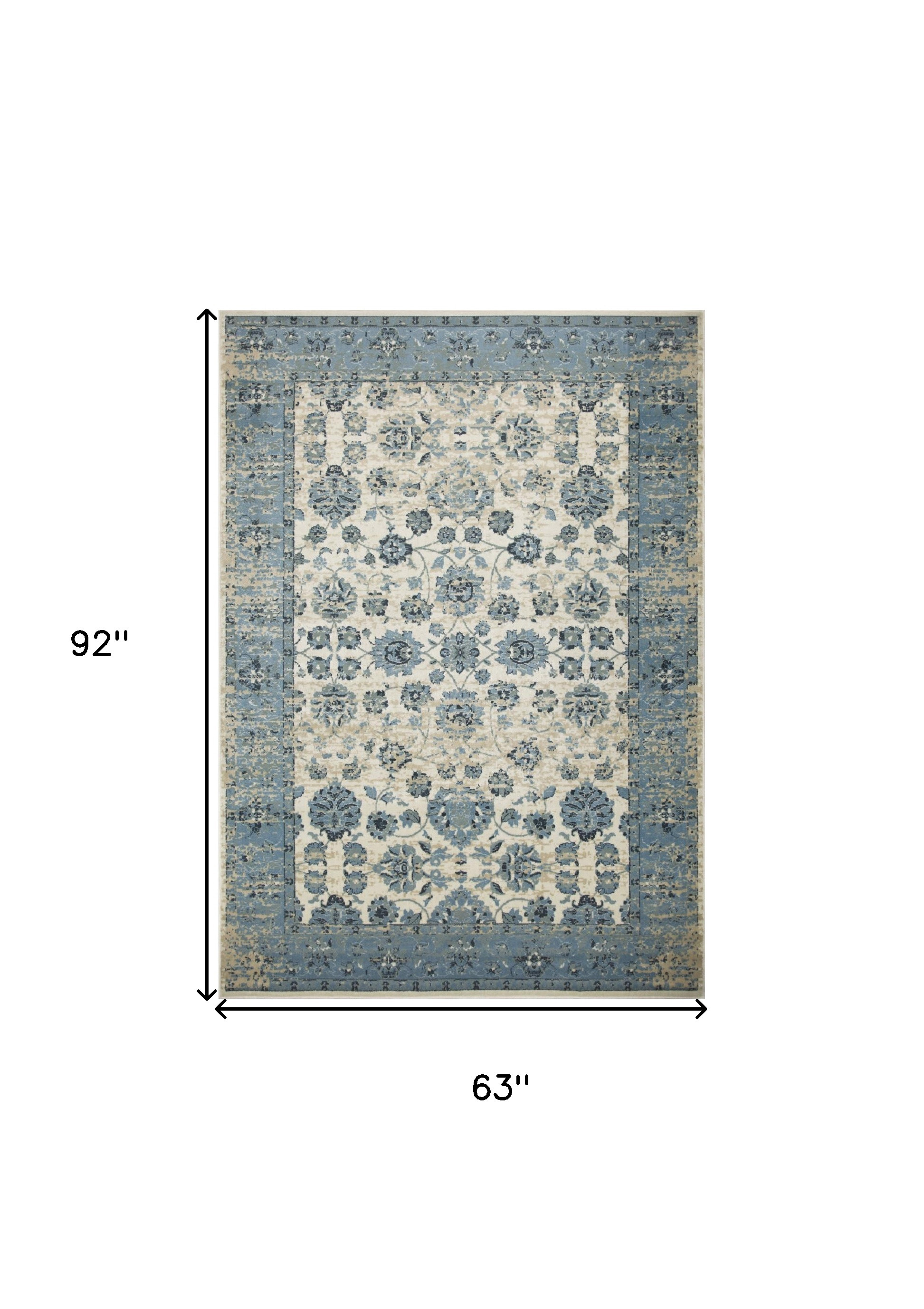 5" X 8" Ivory Oriental Area Rug