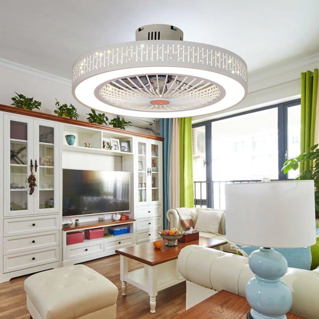 White Luxurious Ceiling Fan and Light