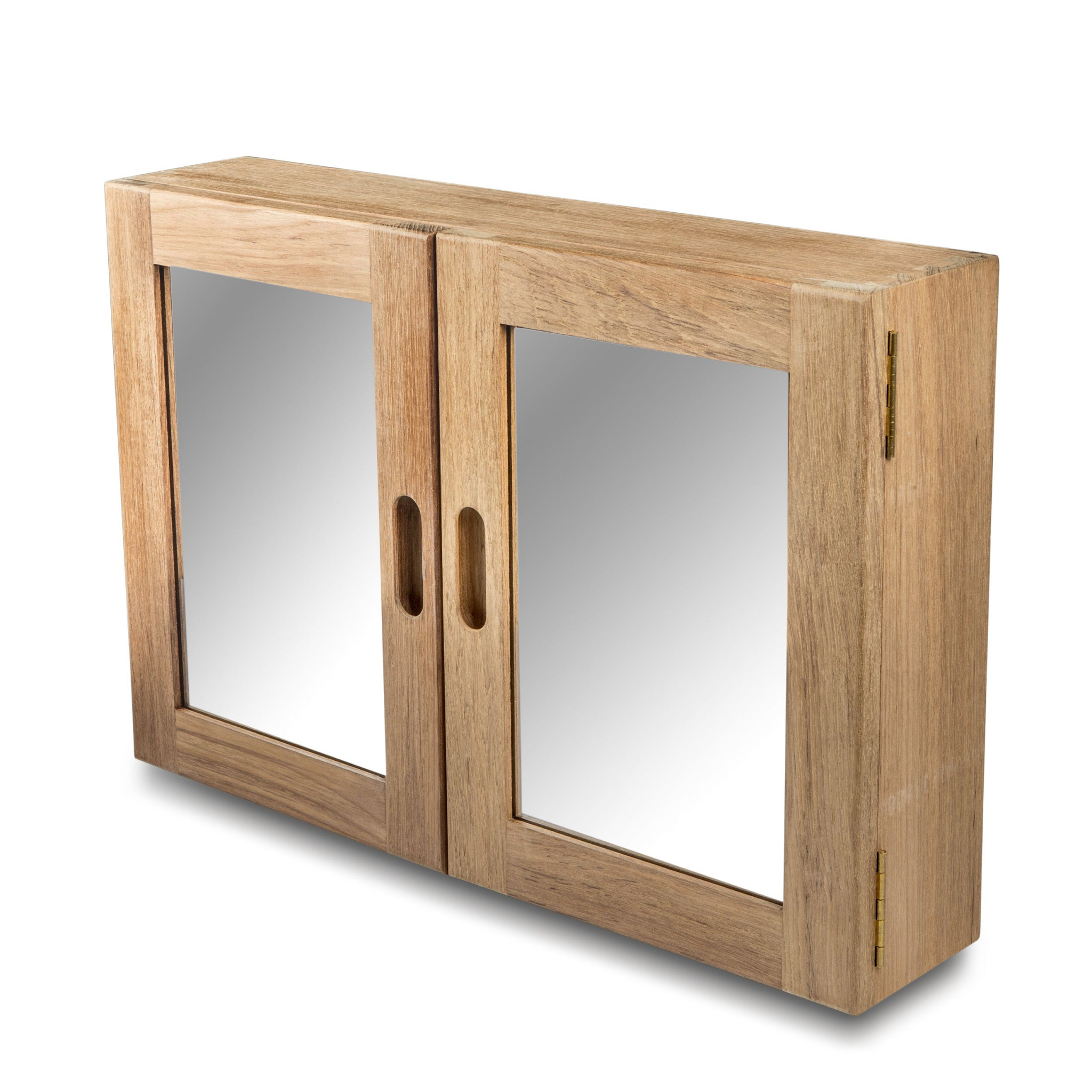 Traditional Solid Teak Double Door Mirrored Medicine Cabinet