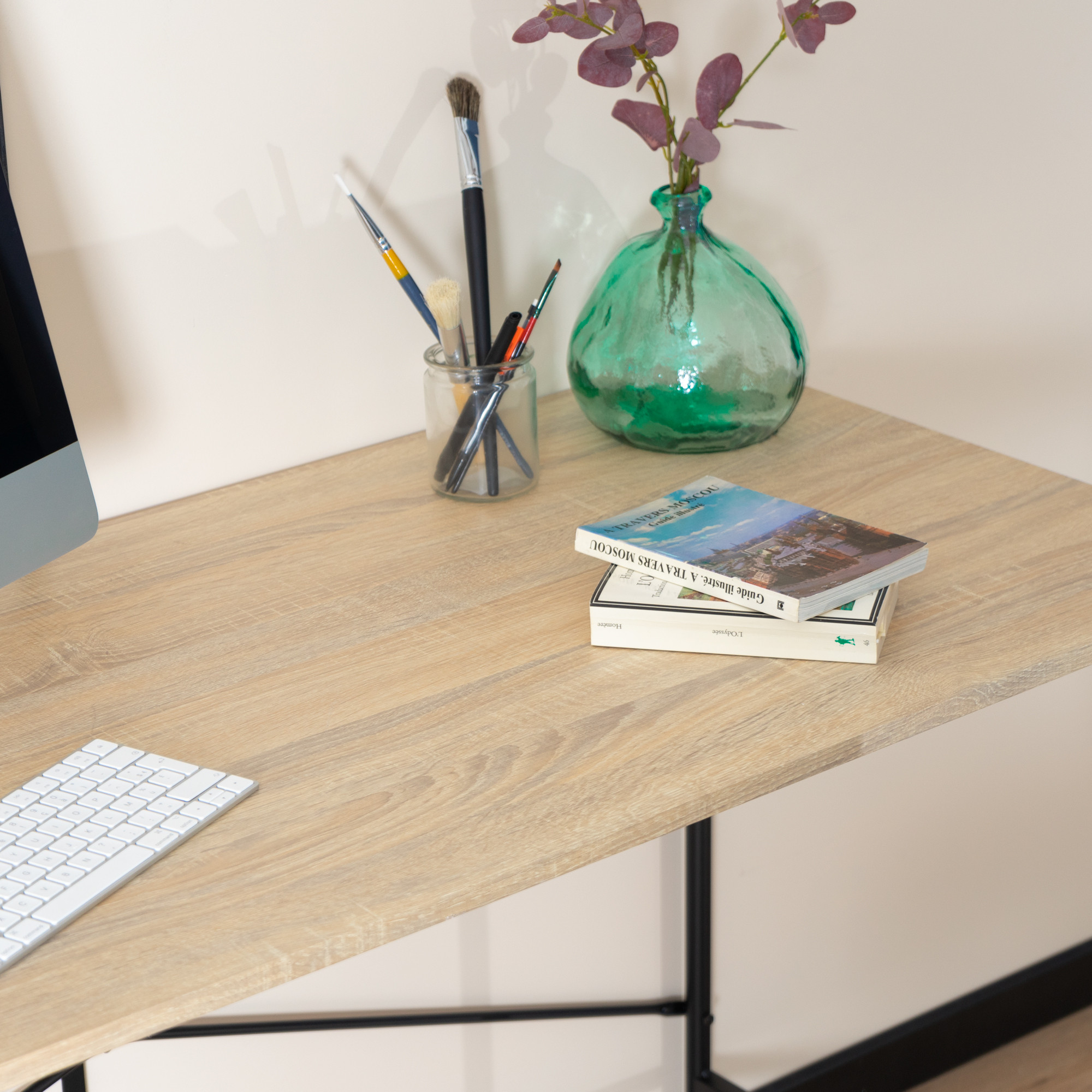 Modern Geo Oak Finish Work And Study Computer Table