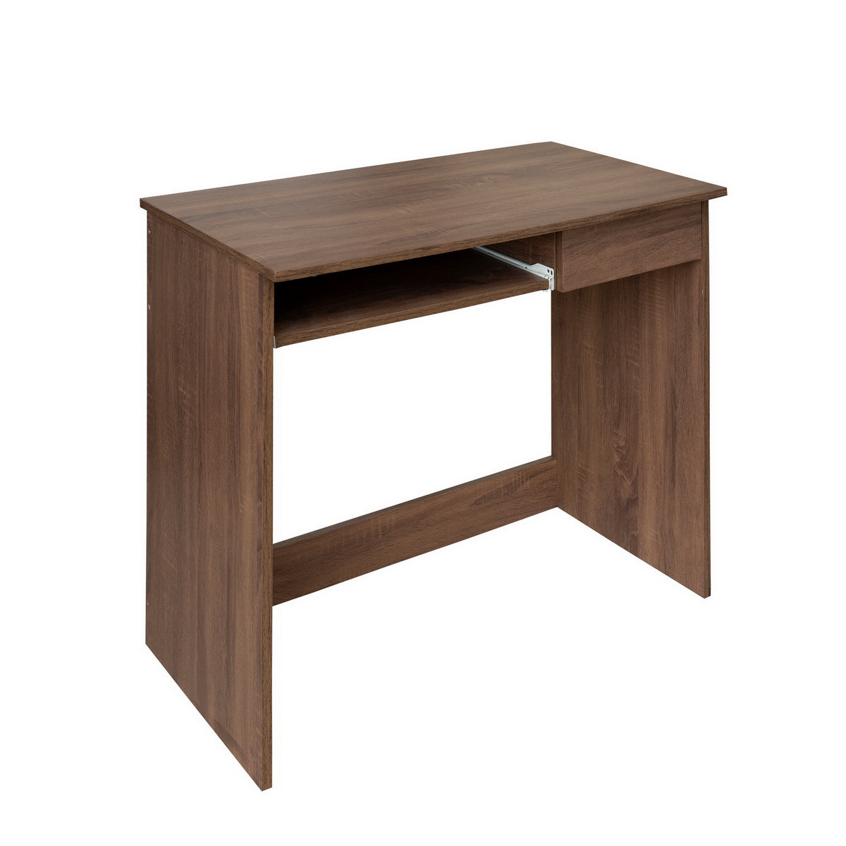 Minimalist Walnut Computer Table with Keyboard Tray - TonerQuest