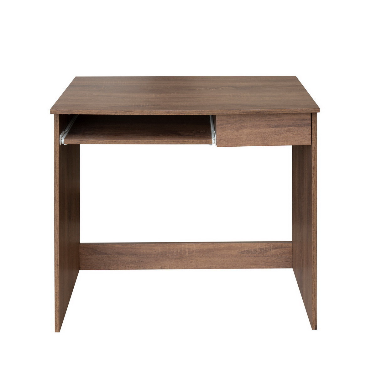 Minimalist Walnut Computer Table with Keyboard Tray - TonerQuest