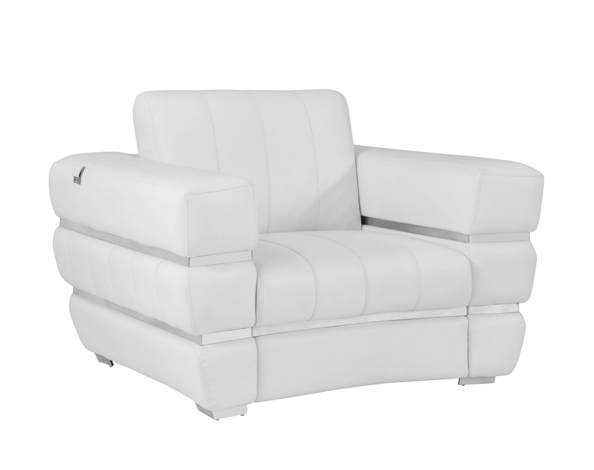 Winter White Stripe Top Grade Italian Leather Chair-476505-1